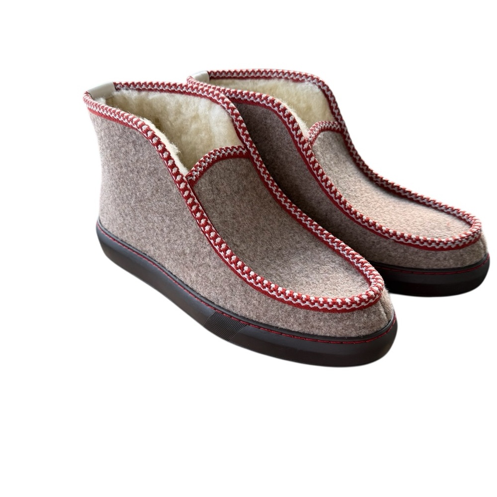 Penelope Chilvers Cozy 100% Wool Felt Slippers Taupe Women's Size 11 NIB